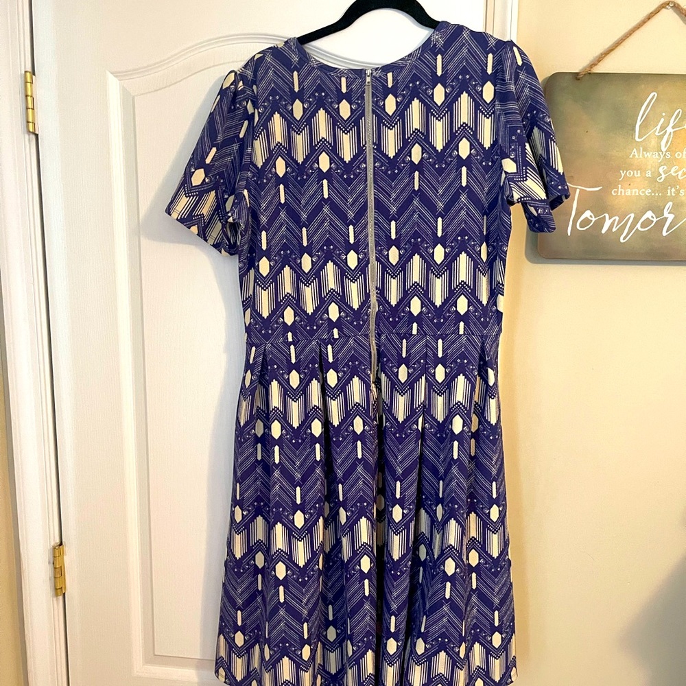 LuLaRoe Purple and Cream short sleeve dress